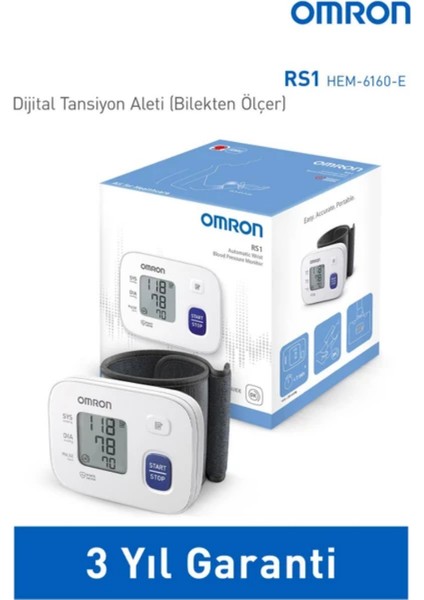 Gelişmiş Intellisense Özelliği ve 3 Yıl Garantili ,RS1INTELLISENSE Bilekten Dijital Tansiyon Aleti, HEM-6160-E