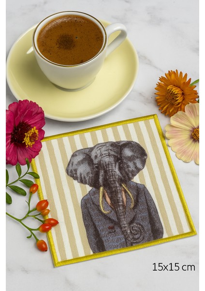 2’li Dijital Baskılı Nakış Detaylı Kokteyl Peçete DS17