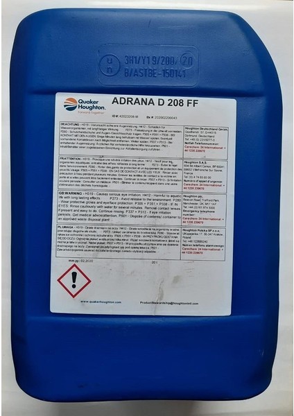 Quaker Houghton Adrana D 208 Ff Bidon 20 Litre (20.4 Kg)