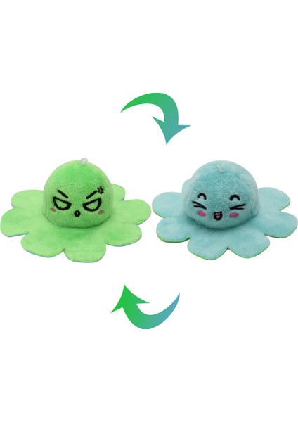Flip Ahtapot Küçük Bebek 10CM Charm Çift Taraflı Flip Peluş Oyuncaklar Sevimli Komik Ifade Ahtapot Anahtarlık Charm (Yurt Dışından)