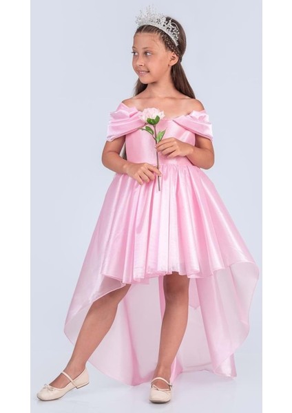 Kız Çocuk Düşük Omuz Detaylı Işıltılı Prenses Elbisesi M00760