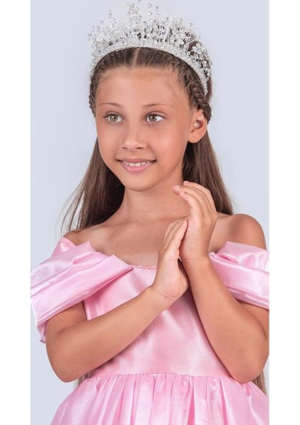 Kız Çocuk Düşük Omuz Detaylı Işıltılı Prenses Elbisesi M00760 fiyatları