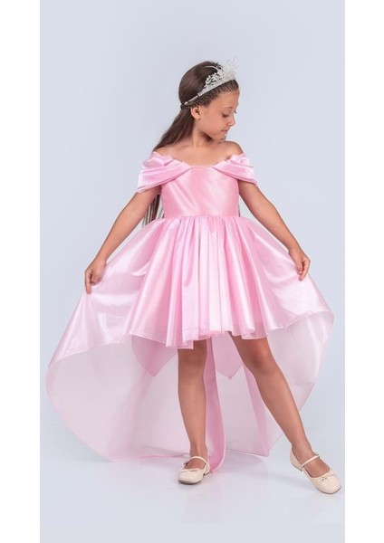 Kız Çocuk Düşük Omuz Detaylı Işıltılı Prenses Elbisesi M00760 modelleri