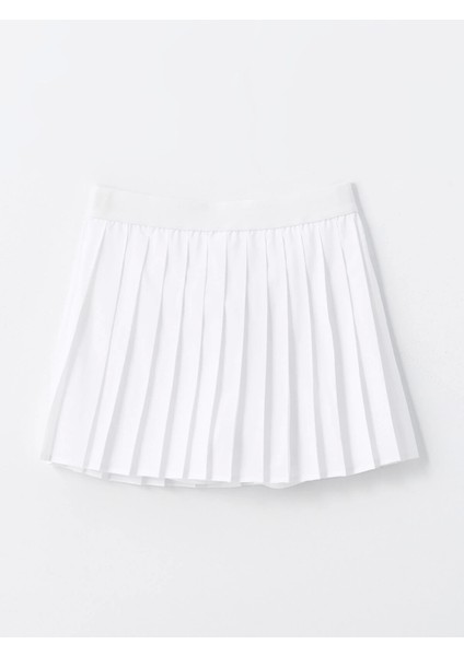 Xsıde Actıve Beyaz Kadın Beli Lastikli Düz Şort Etek
