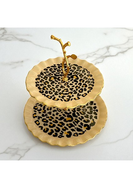 28 Parça 6 Kişilik Leopar Wavy Altın Yaldızlı Çay Servis İkram Takımı modelleri