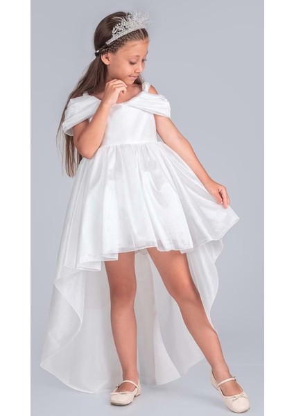 Kız Çocuk Düşük Omuz Detaylı Işıltılı Prenses Elbisesi M00760
