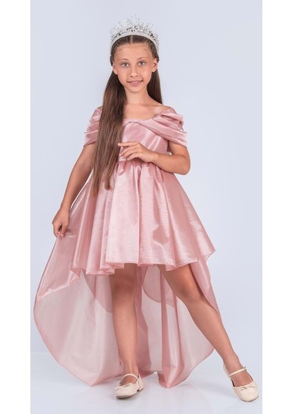 Kız Çocuk Düşük Omuz Detaylı Işıltılı Prenses Elbisesi M00760