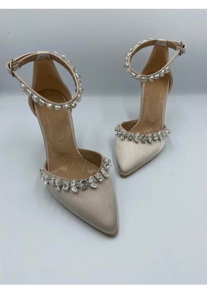 Allys Saten Kristal Taş Detaylı 9 cm Topuklu Kadın Ayakkabı modelleri