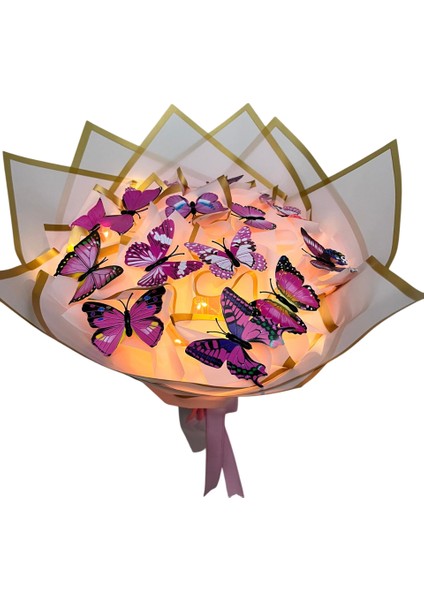 Kelebek Buketi Ledli Kelebek Işıklı Kelebek Buketi Segiliye Buket Pembe fiyatları