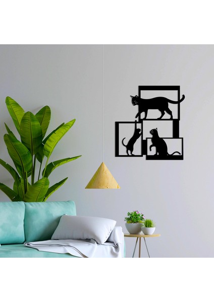 LED Işıklı Çerçeveli Kediler Dekoratif Tablo Balkon Duvar Dekorlu Gece Lambası fiyatları