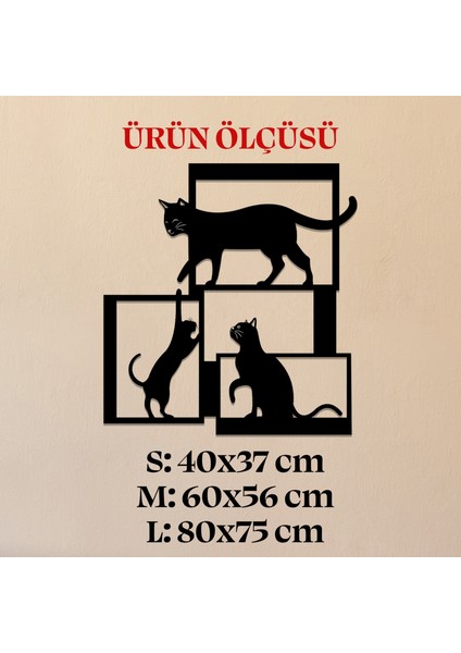 LED Işıklı Çerçeveli Kediler Dekoratif Tablo Balkon Duvar Dekorlu Gece Lambası