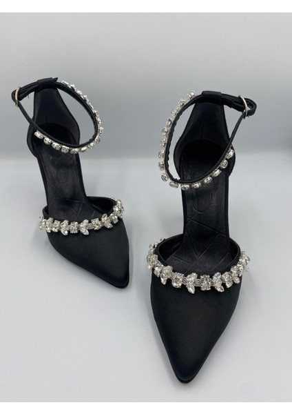Allys Saten Kristal Taş Detaylı 9 cm Topuklu Kadın Ayakkabı modelleri
