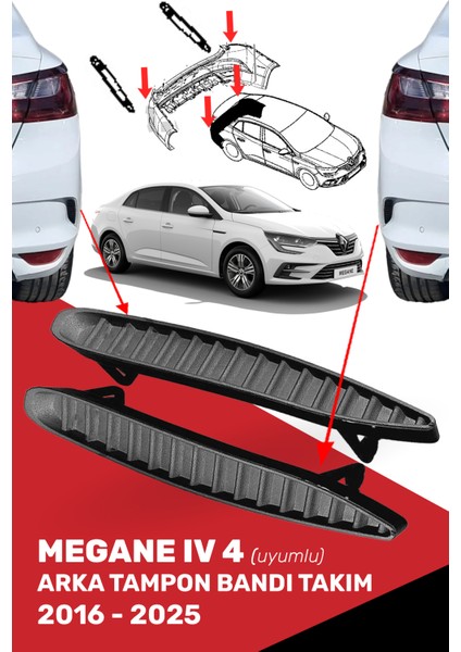 Megane 4 Iv Uyumlu Arka Tampon Bandı Takım (850768508R-850760115R)