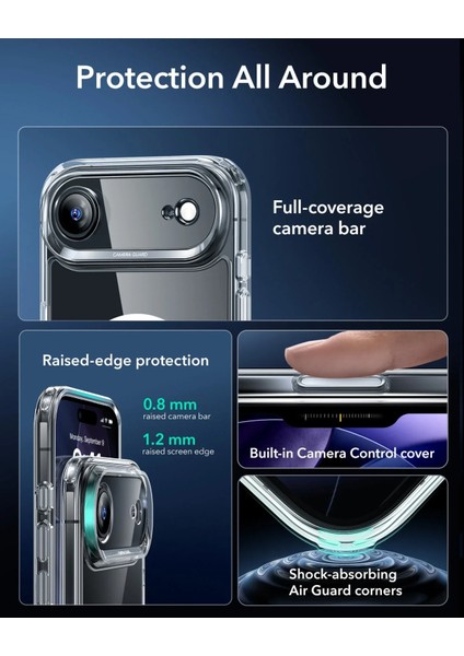 Apple iPhone 17 Air Kamera Kontrol Koruma Butonlu Classic Hybrid Magsafe Kapak + Cam Hediyeli Set modelleri