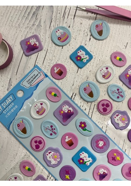 3D Kabartmalı 18 Adet Mavi Paket Mühür Desenli Sticker / Etiket / Çıkartma fiyatları