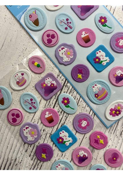 3D Kabartmalı 18 Adet Mavi Paket Mühür Desenli Sticker / Etiket / Çıkartma modelleri