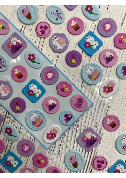 3D Kabartmalı 18 Adet Mavi Paket Mühür Desenli Sticker / Etiket / Çıkartma fırsatları