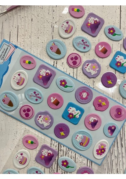 3D Kabartmalı 18 Adet Mavi Paket Mühür Desenli Sticker / Etiket / Çıkartma indirimleri