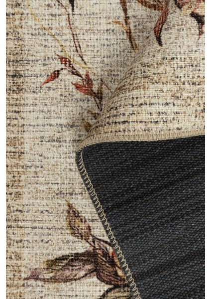 Florart Bej / Mor Vintage Dokulu Çiçek Desenli Dokuma Tabanlı Şönil Halı Al 469 indirimleri