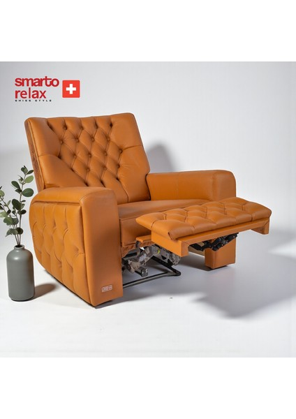 Relax TV Koltuğu Frigya Elektrikli Sırt Dayanağı Kontrol Panelli Ergonomik Kahverengi Deri Dekoratif Baba Koltuğu modelleri