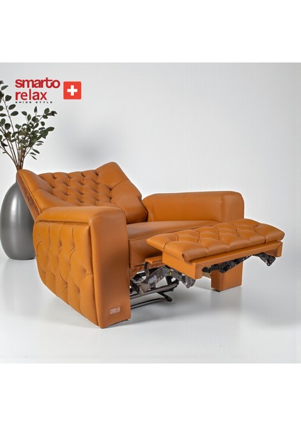 Relax TV Koltuğu Frigya Elektrikli Sırt Dayanağı Kontrol Panelli Ergonomik Kahverengi Deri Dekoratif Baba Koltuğu fırsatları