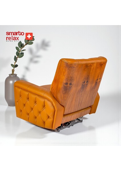 Relax TV Koltuğu Frigya Elektrikli Sırt Dayanağı Kontrol Panelli Ergonomik Kahverengi Deri Dekoratif Baba Koltuğu indirimleri