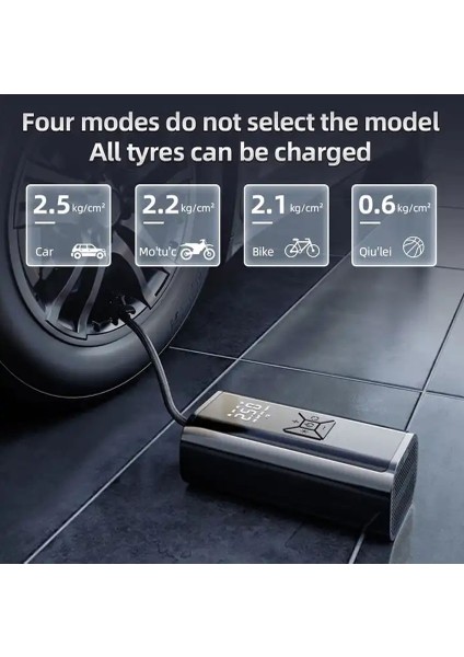 EG-216 | Taşınabilir Dijital Hava Kompresörü | 150 Psı | LED Işıklı | Otomatik Durdurma | USB Şarjlı | Araba-Bisiklet-Motosiklet-Top Için Uygun fırsatları