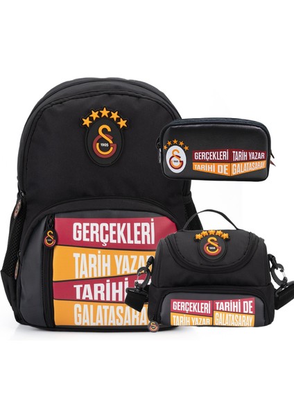 4 Bölmeli 5 Yıldızlı Gerçekleri Tarih Yazar Suni Deri Yüzey Okul Çantası + Beslenme Çantası + Kalemlik