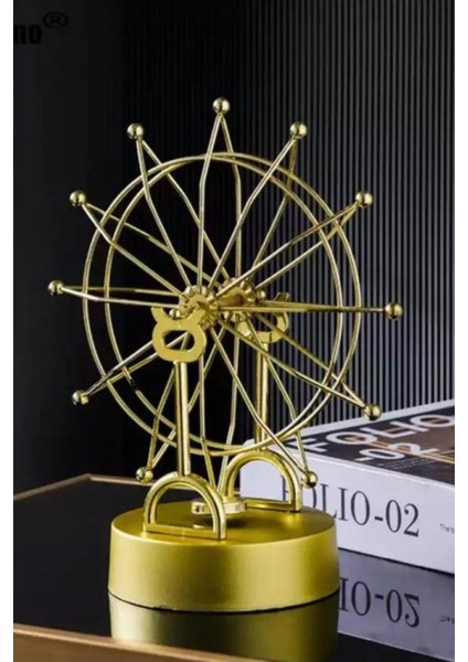 Dönme Dolap Şekilli Gold Renk Newton Denge Topu Hediyelik Dekor