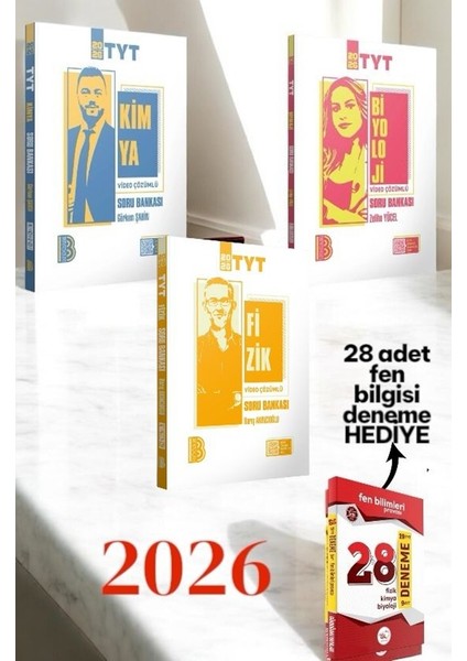 2026 Tyt Fizik Kimya Biyoloji Soru Bankası Fen Bilimleri+ Tyt Fen Bilimleri Denemesi Hediye modelleri