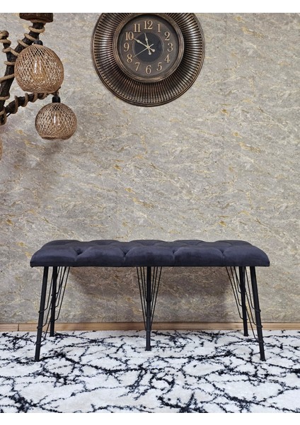 Metal Siyah Tel Ayaklı 100 cm Puf Bench - Puf - Bench - Oturak - Mutfak Oturağı - Antre Oturağı Füme Renk 100 x 40 Boyut/ebat fiyatları