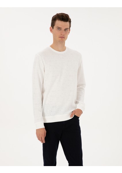 Erkek Ekru Regular Fit Sweatshirt 50313944-VR019