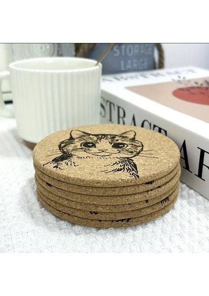 6 Adet Whimsycat Oyma Mantar Kıyıkları, Komik Kedi Ifade Içecek Pedleri fiyatları