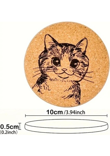 6 Adet Whimsycat Oyma Mantar Kıyıkları, Komik Kedi Ifade Içecek Pedleri modelleri