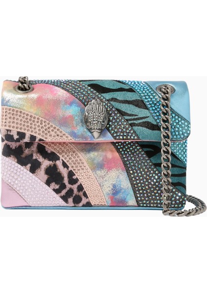 Mini Kensington Bag, Deri ve Kumaş Detaylı Zarif Mini Çanta