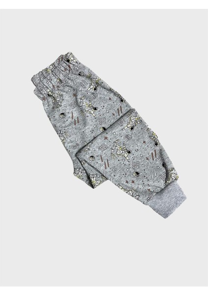 Erkek Çocuk Pamuklu Gri Astronot Desenli Uzun Kollu Mevsimlik Pijama Takımı fırsatları