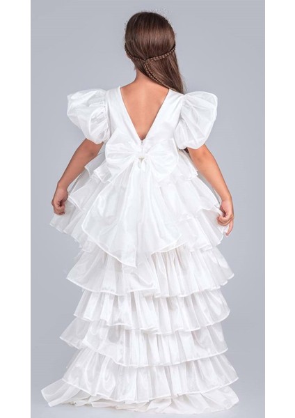 Kız Çocuk Eklenebilir Kuyruk Detaylı, Taçlı Aspendos Abiye Elbise M00758 fiyatları