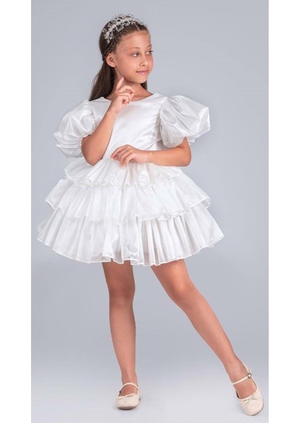 Kız Çocuk Eklenebilir Kuyruk Detaylı, Taçlı Aspendos Abiye Elbise M00758 modelleri