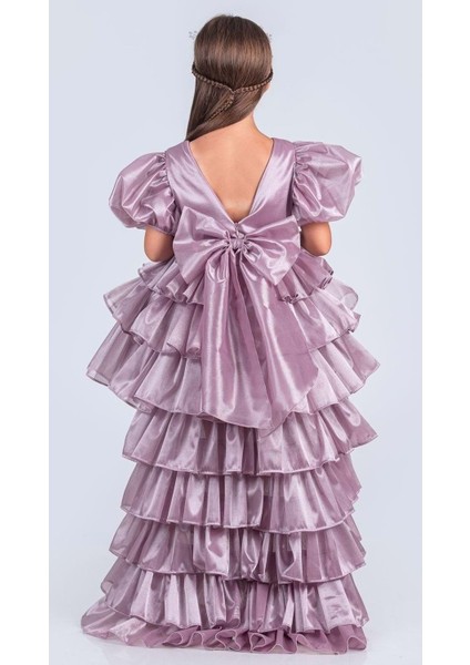 Kız Çocuk Eklenebilir Kuyruk Detaylı, Taçlı Aspendos Abiye Elbise M00758 modelleri