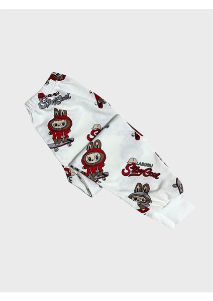 Erkek Çocuk Pamuklu Beyaz Labubu Desenli Uzun Kollu Mevsimlik Pijama Takımı fırsatları