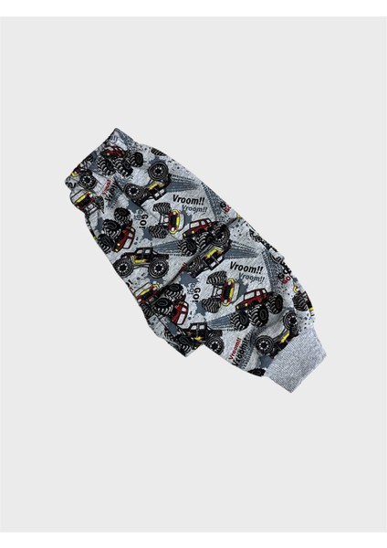 Erkek Çocuk Pamuklu Gri Arazi Aracı Jeep Desenli Uzun Kollu Mevsimlik Pijama Takımı fırsatları