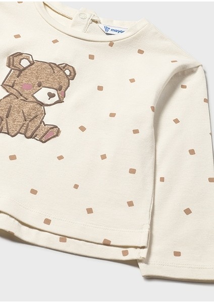 Kahverengi Desenli Kız Bebek Uzun Kollu Tişört 2077 modelleri