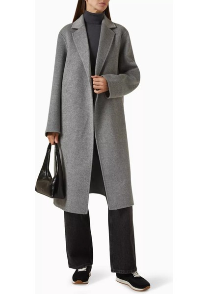 Belted Coat, Merino Yün, Kemerli ve Kimono Kollu Palto, Gri fiyatları