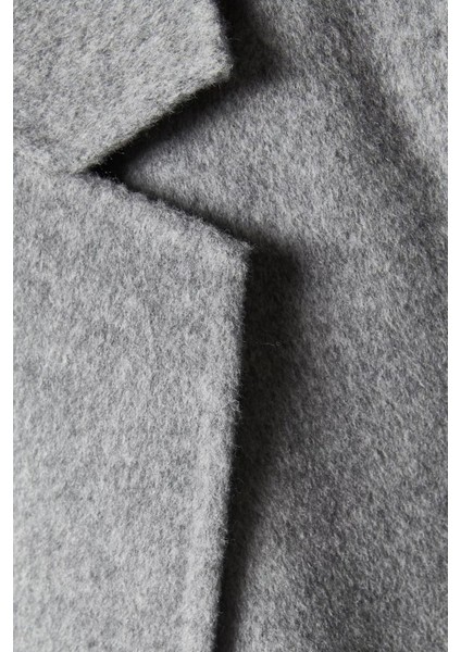 Belted Coat, Merino Yün, Kemerli ve Kimono Kollu Palto, Gri fırsatları