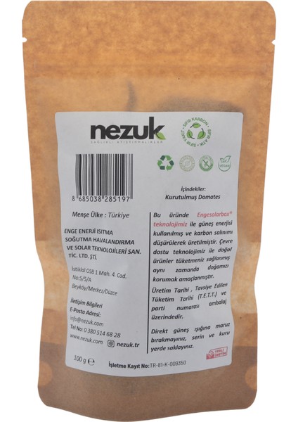 Kurutulmuş Doğal Domates 100G fiyatları