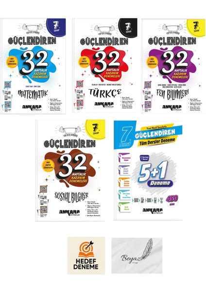Ankara 7.sınıf Güçlendiren 32 Haftalık Matematik Türkçe Fen Sosyal 5+1 Tüm Dersler Denemeleri Hedef Deneme