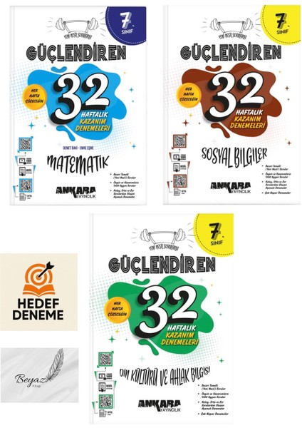Ankara 7.sınıf Güçlendiren 32 Haftalık Matematik Sosyal Din Kültürü Denemeleri Hedef Deneme