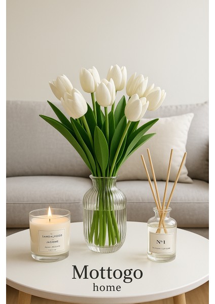 5’li Yapay Islak Lale Buketi – Gerçeğe Yakın Dekoratif Çiçek