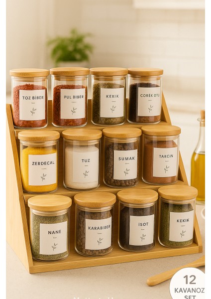 12’li Vakumlu Baharatlık Seti 300 ml – Çekmece Içi & Tezgâh Üstü – Bambu 3 Katlı Merdiven Standlı fiyatları