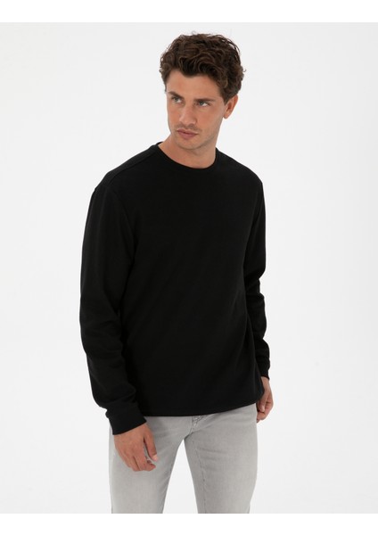 Erkek Siyah Regular Fit Sweatshirt 50313944-VR046 modelleri